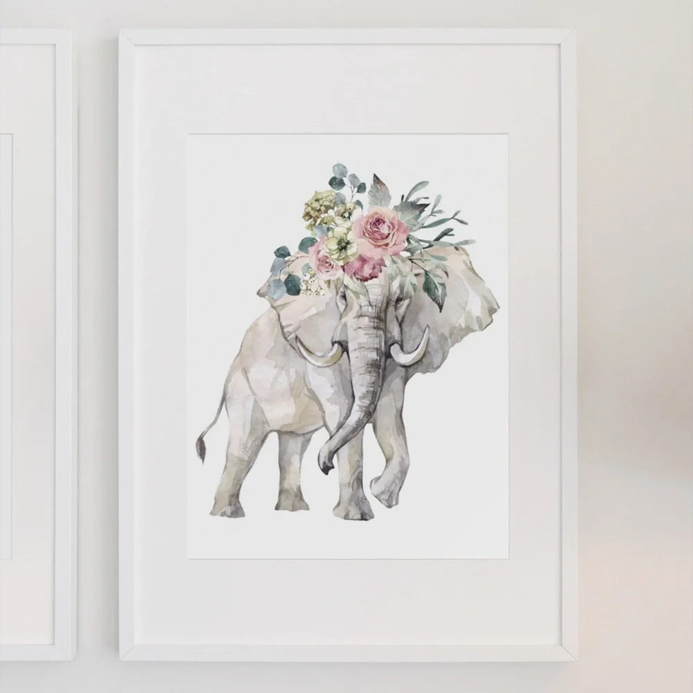 Elephant Watercolor Wall Art Poster Print Unframed - Picture 10 of 10